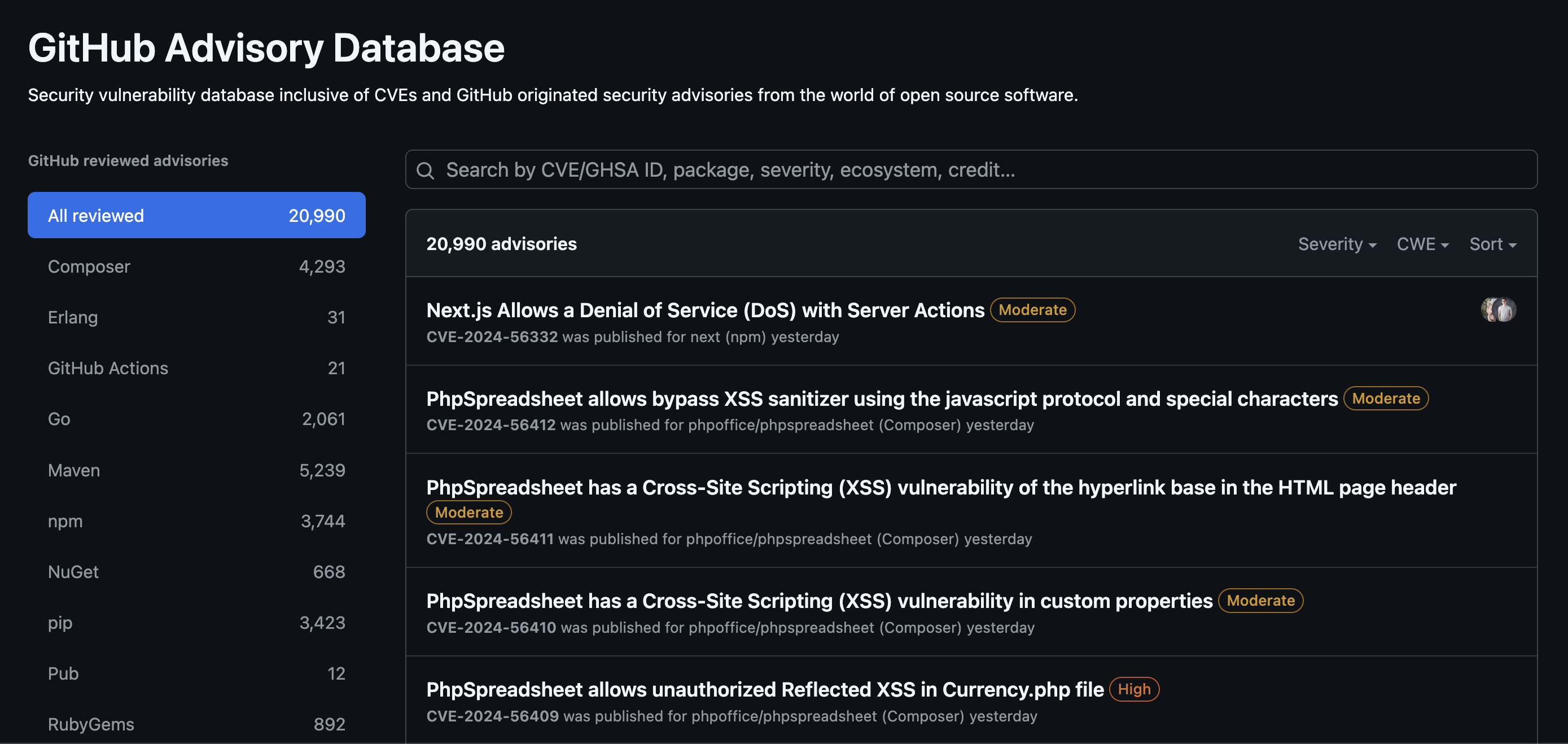 Github Advisory Database Log4J